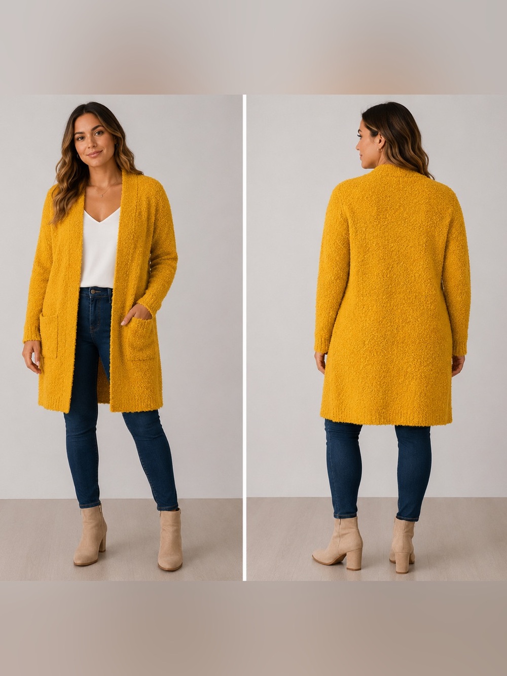 Chic Mustard Open-Front Cardigan